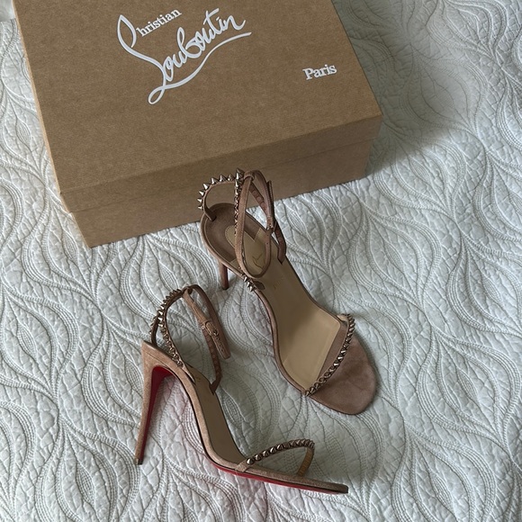 CHRISTIAN LOUBOUTIN So You 100mm Veau Velour Stiletto Sandals - Picture 1 of 6
